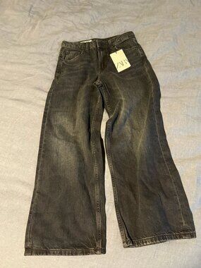 ZARA Kids girls black wide leg jeans size 10